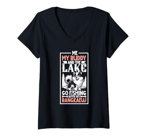Damen Angeln und Thai Bangkaew Dog T-Shirt mit V-Ausschnitt Damen Angeln und Thai Bangkaew Dog T-Shirt mit V-Ausschnitt von Thai Bangkaew Dog Designs