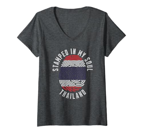 Damen Gestempelt mit My Soul Thailand Flagge, Thai Pride T-Shirt mit V-Ausschnitt Damen Gestempelt mit My Soul Thailand Flagge, Thai Pride T-Shirt mit V-Ausschnitt von Thai Pride Stamped in My Soul Thailand