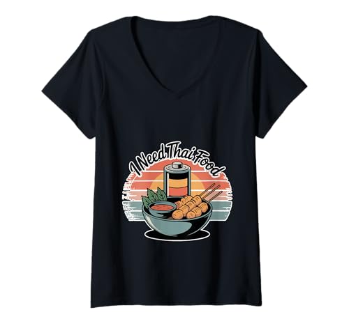 Damen I Need Thai Food Würziger Verlangen -Reisender -Tourist - T-Shirt mit V-Ausschnitt Damen I Need Thai Food Würziger Verlangen -Reisender -Tourist - T-Shirt mit V-Ausschnitt von Thai Tourist Crave Adventure