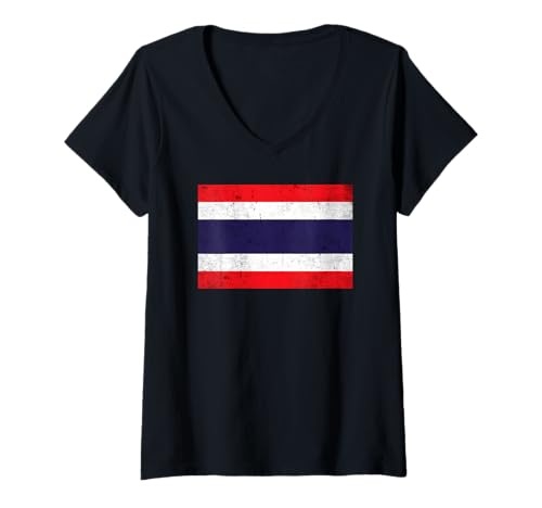 Damen Thailand-Flagge, Grafik für Männer, Frauen, Kinder T-Shirt mit V-Ausschnitt von Thailand Flag Graphic Store