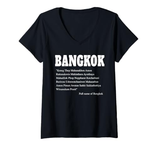 Damen Bangkok Vollständiger Name Thailand T-Shirt mit V-Ausschnitt von Thailand Lovers Apparel