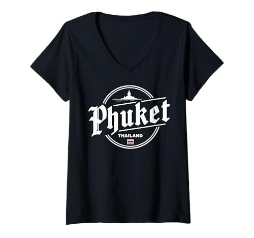 Damen Strand der tropischen Reiseinsel Phuket T-Shirt mit V-Ausschnitt Damen Strand der tropischen Reiseinsel Phuket T-Shirt mit V-Ausschnitt von Thailand Travel Beach Island Palm Trees Apparel