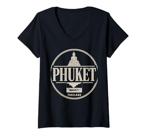 Damen Strand der tropischen Reiseinsel Phuket T-Shirt mit V-Ausschnitt Damen Strand der tropischen Reiseinsel Phuket T-Shirt mit V-Ausschnitt von Thailand Travel Beach Island Palm Trees Apparel