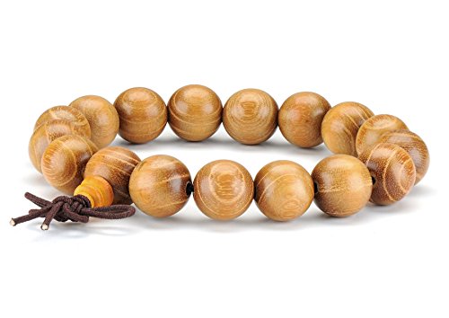 12 MM Natürliche Holzperlen Armband Tibetisch-buddhistischen Meditation Mala Gebetskette Männer Elastische Armband von Thajaling