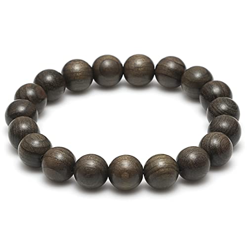 Thajaling 19 Perlen Holz Armband, 10mm Gebetskette, düsteres Holz Perlenarmband, Natürliche Mala-Perlenarmbänder, buddhistisches Meditationsperlenarmband, tibetisches Armband für Männer und Frauen von Thajaling