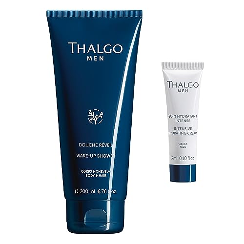 THALGO Men Frischedusche 200ml Duschgel & Shampoo für Körper und Haare + 3ml Feuchtigkeits-Creme extra (Frischedusche) von Thalgo