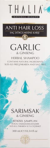 Thalia Knoblauch & Ginseng Shampoo 300 ml, Anti-Haarausfall Shampoo, geruchsneutral, für Männer und Frauen, ohne Silikon, VEGAN, beruhigt die Kopfhaut, Naturprodukt, 100% natürlich von Thalia Natural Beauty