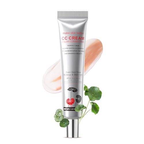 CC Cream mit Centella Asiatica, Getönte Gesichtscreme mit LSF 25, Farbkorrektur Makeup Fondation, Wasserfest & Langanhaltend Concealer, CC Creme Strahlender Teint & Feuchtigkeit & Hautpflege, Dunkel von Thalixiry