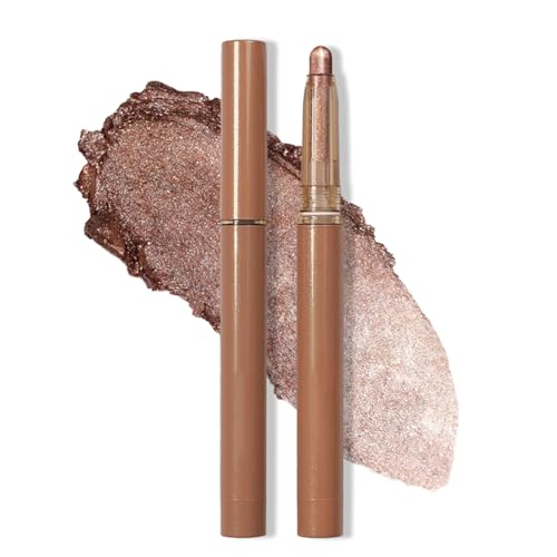 Creme Lidschatten Stick, Braun Lidschattenstift Crayon, Schimmernder Drehbarer Eyeshadow Stick, Langanhaltend & Wasserdicht Augen Make Up Pen Werkzeug, Wischfest Cremig Eyeliner mit Metallic Finish von Thalixiry