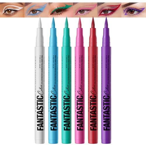 Eyeliner Set, 6 Farben Bunt Flüssiger Eyeliner Wasserfest, Matte Kajal Stifte mit Hohe Farbwiedergabe, Wischfest & Langanhaltend Augen Make Up Set, Glatt & Schnell Trocknend Formel, Einfache Anwendung Eyeliner Set, 6 Farben Bunt Flüssiger Eyeliner Wasserfest, Matte Kajal Stifte mit Hohe Farbwiedergabe, Wischfest & Langanhaltend Augen Make Up Set, Glatt & Schnell Trocknend Formel, Einfache Anwendung von Thalixiry