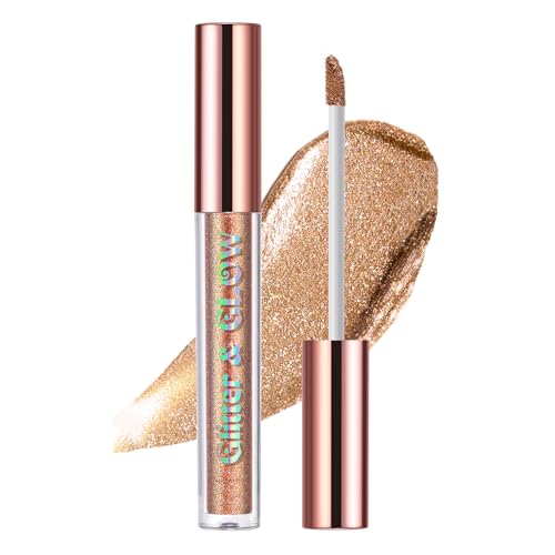 Flüssiger Lidschatten, Gold Chamäleon Liquid Eyeshadow, Metallic Shimmer Changing Glitzerlidschatten, Langlebig & Wasserfest Glitzer Lidschatten, Holografische & Multichrome Augen Makeup, Glatt Textur von Thalixiry
