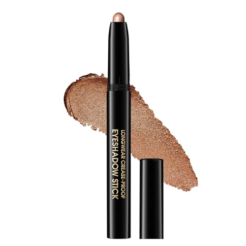 Glitter Eyeshadow Stick, Braun Glitzer Lidschatten Stift, Hochpigmentiert Shimmer Crayon Eyeliner Creme, Wasserfest & Langanhaltend Lidschattenstift Glänzende Finish, Metallic Knitterfrei Augen Makeup von Thalixiry