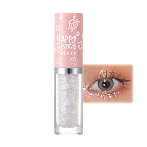 Glitzer Lidschatten, Silber Metallic Liquid Eyeshadow, Wasserfest & Langlebig Flüssiger Lidschatten Stift, Glänzend Glitter Lidschattenstift, Shimmer Augen Make Up für Frauen, Schnelltrocknende Formel von Thalixiry