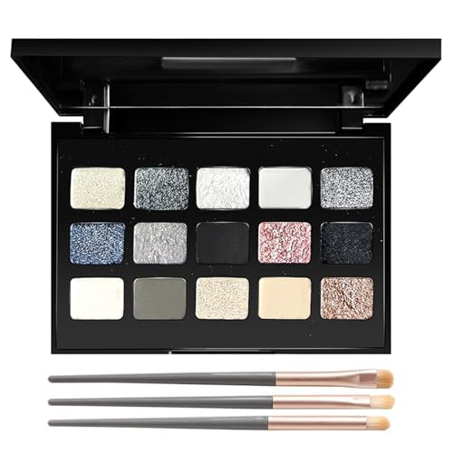 Goth Lidschatten Schwarz, 15 Farben Smokey Eyeshadow Palette, Wasserfest & Langlebig Gothic Make Up Palette mit Pinsel, Matt Shimmer Lidschattenpalette Glatt Textur, Hochpigmentiert Liedschatenpalete Goth Lidschatten Schwarz, 15 Farben Smokey Eyeshadow Palette, Wasserfest & Langlebig Gothic Make Up Palette mit Pinsel, Matt Shimmer Lidschattenpalette Glatt Textur, Hochpigmentiert Liedschatenpalete von Thalixiry