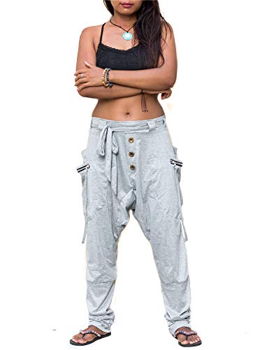 Thaluta Damen Tiefem Schritt Haremshose, hellgrau, One Size von Thaluta