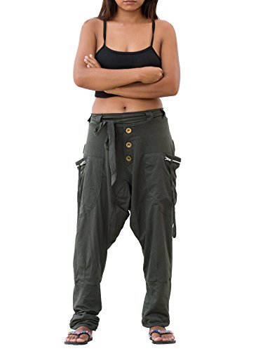 Thaluta Damen-Haremshose, weite Yoga-, Reise- und Freizeithose mit Taschen, lässiger Boho-Stil, GRAU, Einheitsgröße Thaluta Damen-Haremshose, weite Yoga-, Reise- und Freizeithose mit Taschen, lässiger Boho-Stil, GRAU, Einheitsgröße von Thaluta