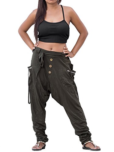 Thaluta Damen Harem Lose Yoga Reise Lounge Hose mit Taschen Casual Boho - Grün - Einheitsgröße Thaluta Damen Harem Lose Yoga Reise Lounge Hose mit Taschen Casual Boho - Grün - Einheitsgröße von Thaluta