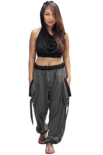 Thaluta Damen Lose Harem Lounge Hose mit Taschen Yoga Baumwolle Elastische Taille Jogger Baggy Hose, anthrazit, Einheitsgröße Thaluta Damen Lose Harem Lounge Hose mit Taschen Yoga Baumwolle Elastische Taille Jogger Baggy Hose, anthrazit, Einheitsgröße von Thaluta
