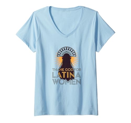 Damen Gott sei Dank für Latina-Frauen T-Shirt mit V-Ausschnitt von Thank God For Latina Women