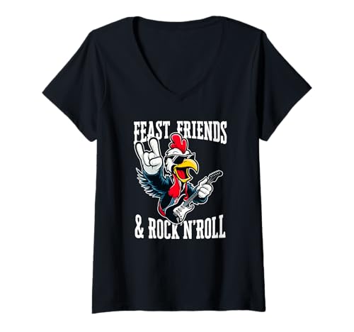 Damen Rockin' Turkey Gitarre Feast, Freunde & Rock 'n' Roll T-Shirt mit V-Ausschnitt Damen Rockin' Turkey Gitarre Feast, Freunde & Rock 'n' Roll T-Shirt mit V-Ausschnitt von Thanksgiving Apparel & Gifts by eleventeez