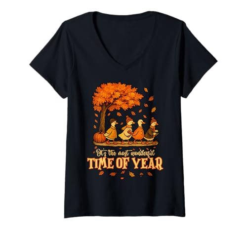 Damen Thanksgiving Goose Es ist die schönste Zeit des Jahres T-Shirt mit V-Ausschnitt Damen Thanksgiving Goose Es ist die schönste Zeit des Jahres T-Shirt mit V-Ausschnitt von Thanksgiving Autumn Fall Goose It's The Most