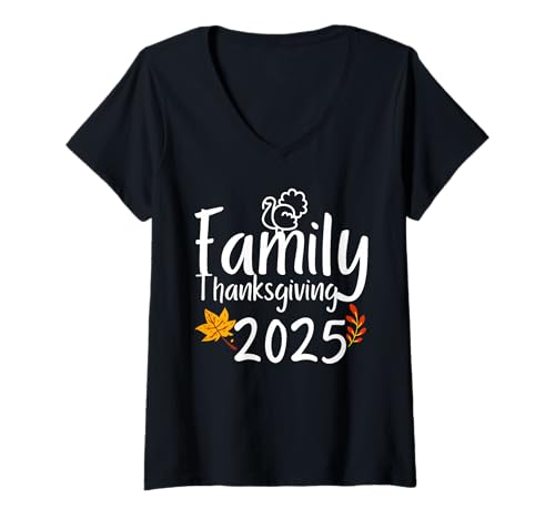 Damen Familien-Erntedankfest 2025 Passender Dankbarer Herbstherbst T-Shirt mit V-Ausschnitt Damen Familien-Erntedankfest 2025 Passender Dankbarer Herbstherbst T-Shirt mit V-Ausschnitt von Thanksgiving Day Family Matching Thankful 2025