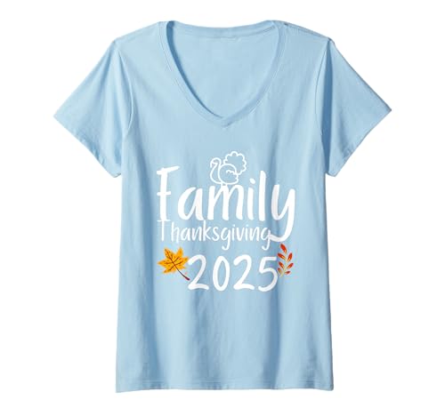 Damen Familien-Erntedankfest 2025 Passender Dankbarer Herbstherbst T-Shirt mit V-Ausschnitt Damen Familien-Erntedankfest 2025 Passender Dankbarer Herbstherbst T-Shirt mit V-Ausschnitt von Thanksgiving Day Family Matching Thankful 2025