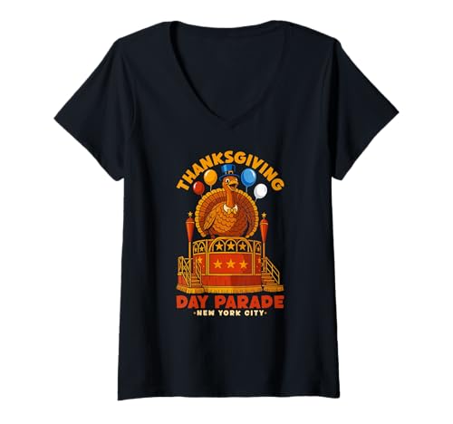 Damen Erntedankfestparade, Erntedankfest in New York City T-Shirt mit V-Ausschnitt Damen Erntedankfestparade, Erntedankfest in New York City T-Shirt mit V-Ausschnitt von Thanksgiving Day Parade Costume