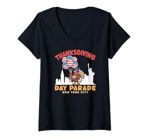 Damen Erntedankfestparade, Erntedankfest in New York City T-Shirt mit V-Ausschnitt Damen Erntedankfestparade, Erntedankfest in New York City T-Shirt mit V-Ausschnitt von Thanksgiving Day Parade Costume