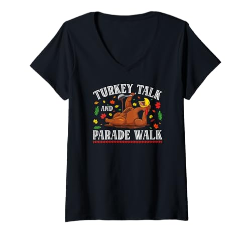 Damen Türkeigespräch und Paradewalk zum Erntedankfest T-Shirt mit V-Ausschnitt Damen Türkeigespräch und Paradewalk zum Erntedankfest T-Shirt mit V-Ausschnitt von Thanksgiving Day Parade Costume