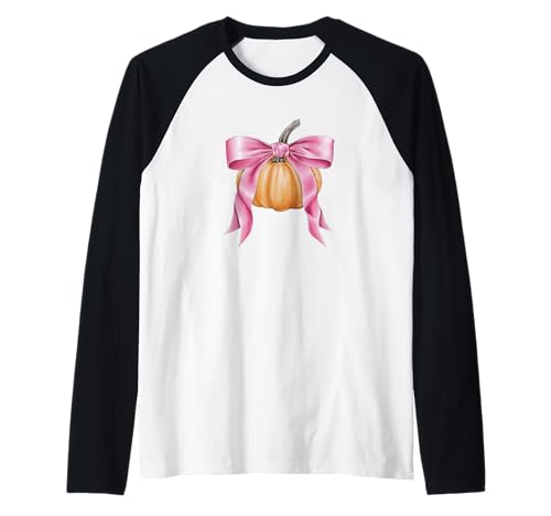 Kokette Schleife Rosa Kürbis Thanksgiving Rustikal Herbst Mädchen Raglan Kokette Schleife Rosa Kürbis Thanksgiving Rustikal Herbst Mädchen Raglan von Thanksgiving Fall Themed Small Gifts INC