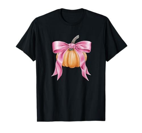 Kokette Schleife Rosa Kürbis Thanksgiving Rustikal Herbst Mädchen T-Shirt von Thanksgiving Fall Themed Small Gifts INC