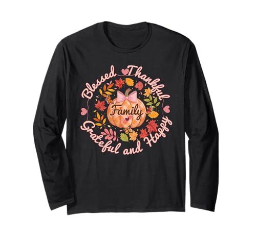 2025 Thanksgiving Family für Dankgiving für Frauen Mädchen Langarmshirt von Thanksgiving Family Herbst Kürbisgeschenke Frauen