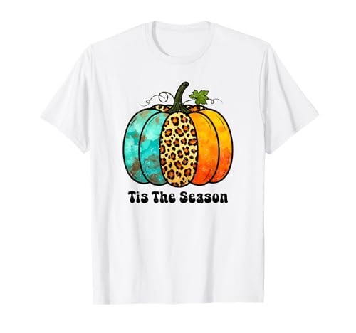 Tis The Season Herbst Kürbis Leopard Print Thanksgiving Frauen T-Shirt von Thanksgiving - Funny