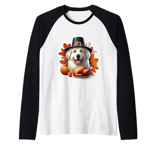 Thanksgiving, große Pyrenäen-Hundebesitzerin, Liebhaberin, lustige Truthahn-Mama Raglan von Thanksgiving Great Pyrenees Dog Owner Products