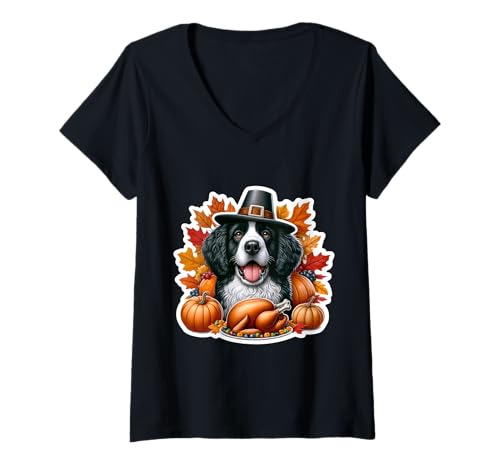 Damen Thanksgiving Portugiesischer Wasserhund Besitzer Liebhaber Lustig Truthahn T-Shirt mit V-Ausschnitt Damen Thanksgiving Portugiesischer Wasserhund Besitzer Liebhaber Lustig Truthahn T-Shirt mit V-Ausschnitt von Thanksgiving Portuguese Water Dog Owner Products