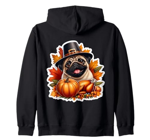 Thanksgiving Mops Hund Besitzer Liebhaber Lustiger Pilger Türkei Mama Kapuzenjacke von Thanksgiving Pug Dog Owner Products