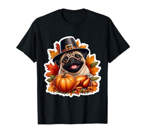 Thanksgiving Mops Hund Besitzer Liebhaber Lustiger Pilger Türkei Mama T-Shirt von Thanksgiving Pug Dog Owner Products