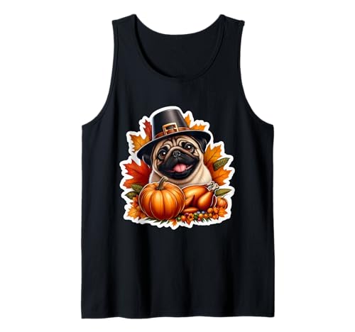 Thanksgiving Mops Hund Besitzer Liebhaber Lustiger Pilger Türkei Mama Tank Top von Thanksgiving Pug Dog Owner Products