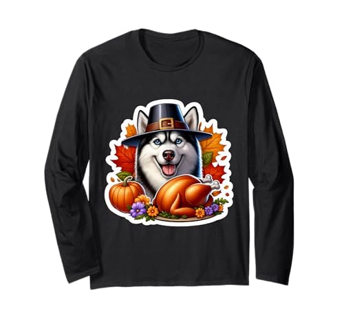 Thanksgiving Sibirischer Husky Hund Besitzer Liebhaber Lustige Türkei Mama Langarmshirt von Thanksgiving Siberian Husky Dog Owner Products