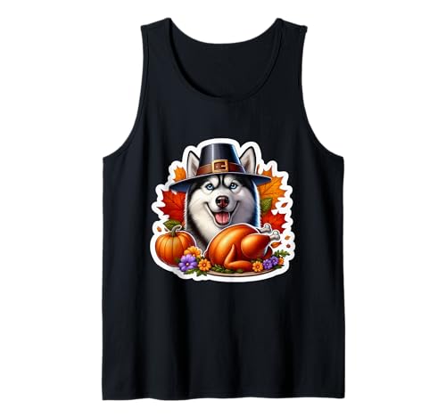 Thanksgiving Sibirischer Husky Hund Besitzer Liebhaber Lustige Türkei Mama Tank Top von Thanksgiving Siberian Husky Dog Owner Products