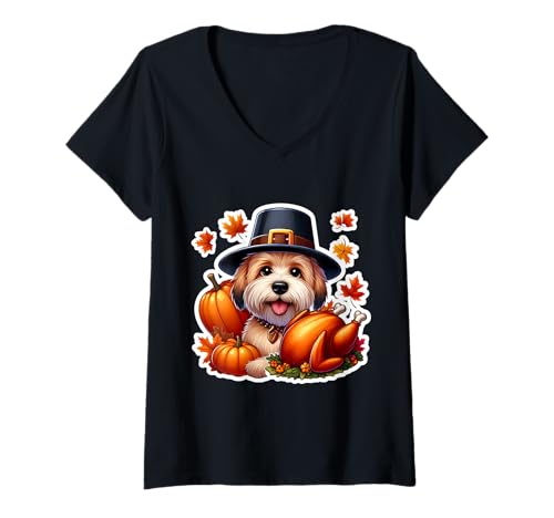 Damen Lustiger Thanksgiving-Hundebesitzer mit weichem Fell T-Shirt mit V-Ausschnitt Damen Lustiger Thanksgiving-Hundebesitzer mit weichem Fell T-Shirt mit V-Ausschnitt von Thanksgiving Soft Coated Wheaten Terrier Products