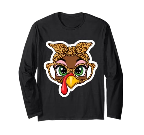 Thanksgiving Truthahn Gesicht Leopard Print Brille Frauen Mädchen Langarmshirt Thanksgiving Truthahn Gesicht Leopard Print Brille Frauen Mädchen Langarmshirt von Thanksgiving Turkey Face Leopard Print Products