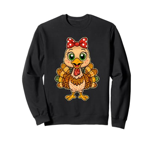 Frauen Mädchen Kind Thanksgiving Truthahn Leopard Print Herbst Herbst Sweatshirt von Thanksgiving Turkey Leopard Autumn Fall