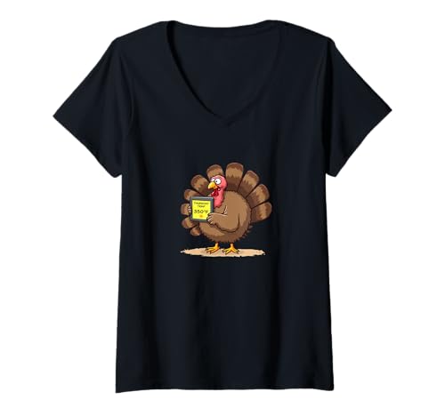 Damen Thursday's Temp 350°F – Funny Thanksgiving Turkey Graphic T-Shirt mit V-Ausschnitt von Thanksgiving & Christmas Funny Turkey Revenge