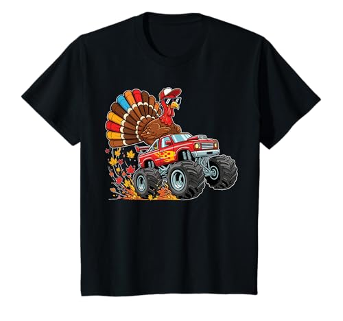 Kinder Monster Truck mit Türkei Jungen Thanksgiving T-Shirt Kinder Monster Truck mit Türkei Jungen Thanksgiving T-Shirt von Thanksgiving with Monster Truck