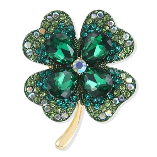 Thapncow Vierblättriges Kleeblatt Brosche,Strass Brosche Broschen, für Frauen Freundin Partei Dekoration Geschenk, Schmuck Retro für Kleidung, Taschen, Rucksack, Hut von Thapncow