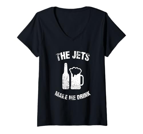 Damen The Jets Make Me Drink T-Shirt mit V-Ausschnitt Damen The Jets Make Me Drink T-Shirt mit V-Ausschnitt von That's Life Brand