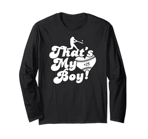 Custom Das ist mein Junge #25 Trikot Baseball Mama Baseball Papa Langarmshirt von That's My Boy Baseball Number Jersey Favorites