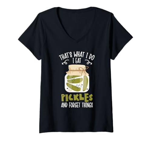 Damen Das Mache ich Ich Esse Essiggurken und vergesse Dinge Cucumber Pi T-Shirt mit V-Ausschnitt Damen Das Mache ich Ich Esse Essiggurken und vergesse Dinge Cucumber Pi T-Shirt mit V-Ausschnitt von That's What I Do I Eat Pickles And Forget Things